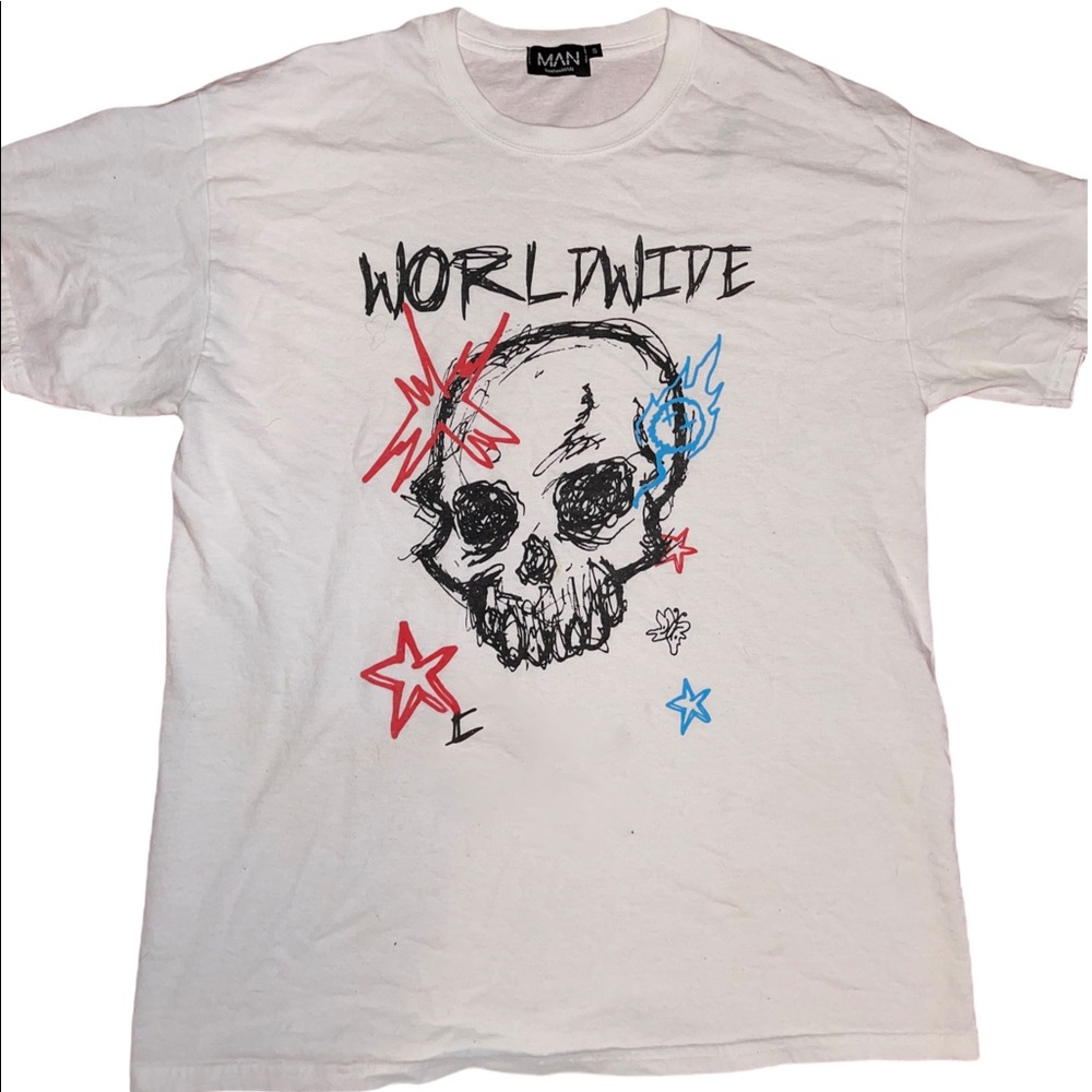 Oversized Skull Grafiti Print T Shirt